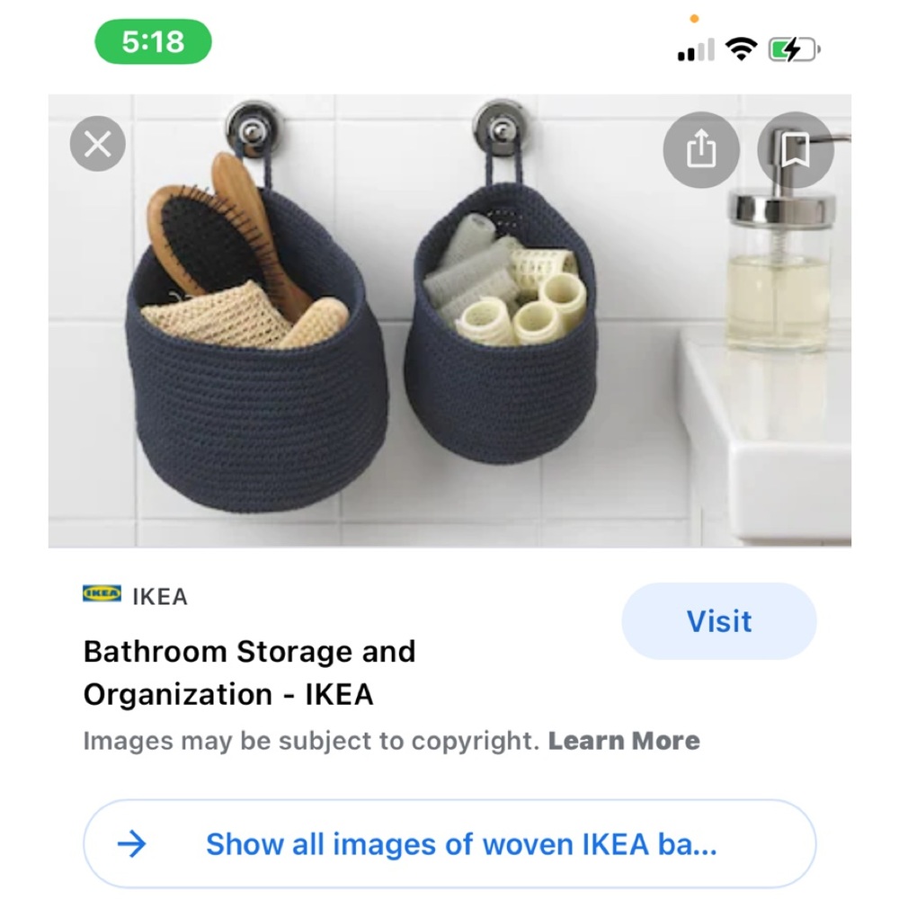IKEA Woven Baskets for Bathroom Storage!! Navy Blue-Never Used